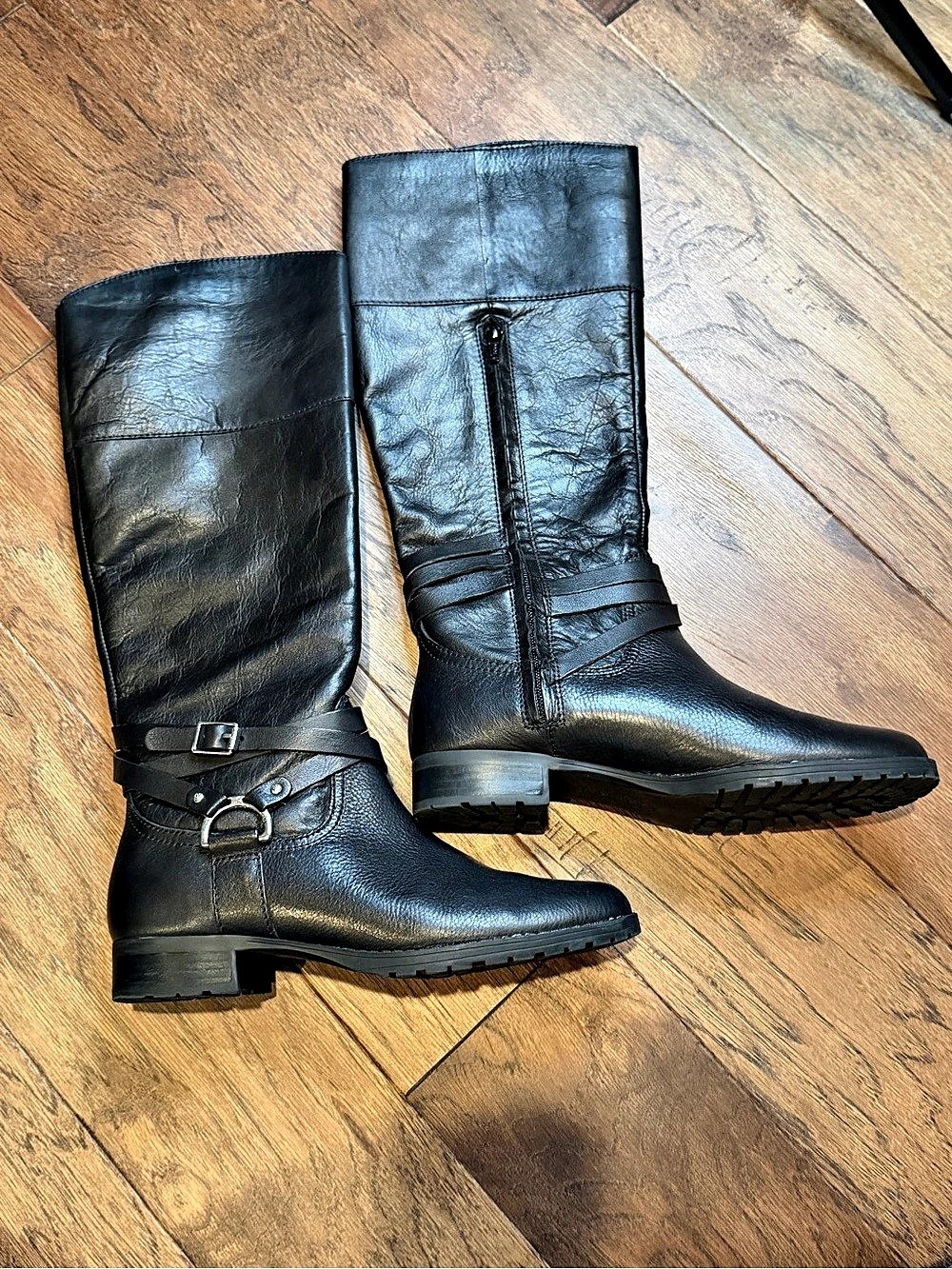 Lauren Ralph Lauren Sonya Riding Boot Leather Tall Heeled Boots Black US 7B